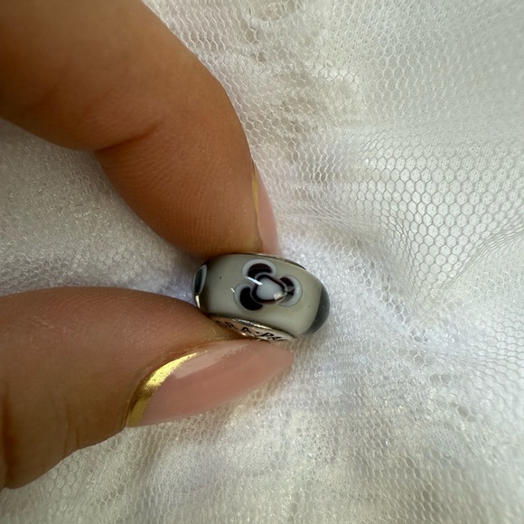 Pandora White and Plum Glass Charm Bead - Picture 1 of 2